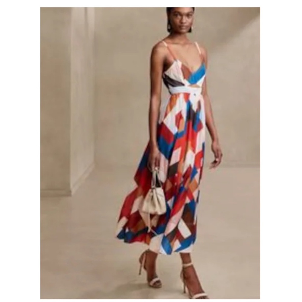 NWT summer23 Banana republic ISA COTTON-SILK DRESS size 10